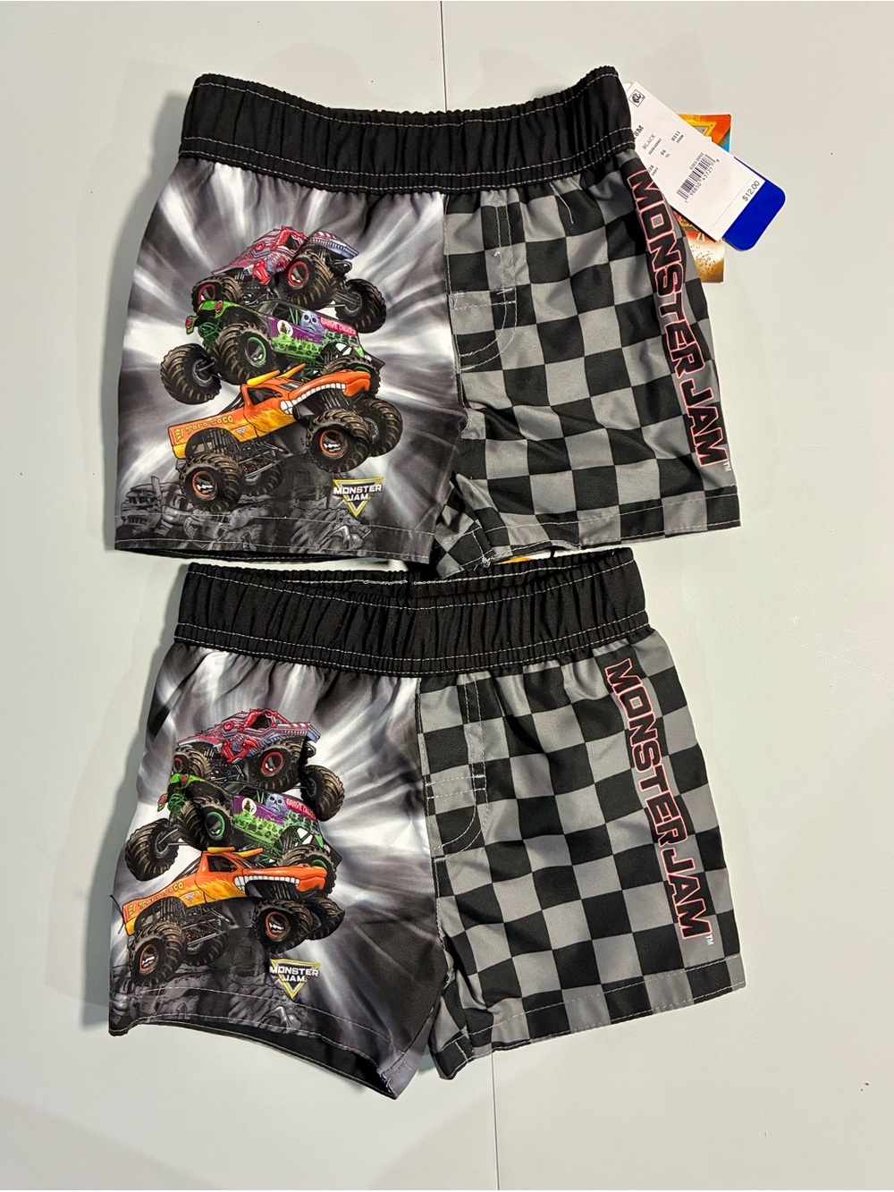 Monster Jam Boys' Black Checkered Monster Truck Set
